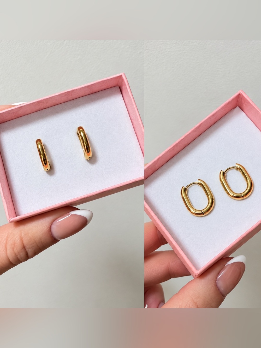 Gold Oval Huggie Earrings - Minimal Women Jewelry waterproof stainless